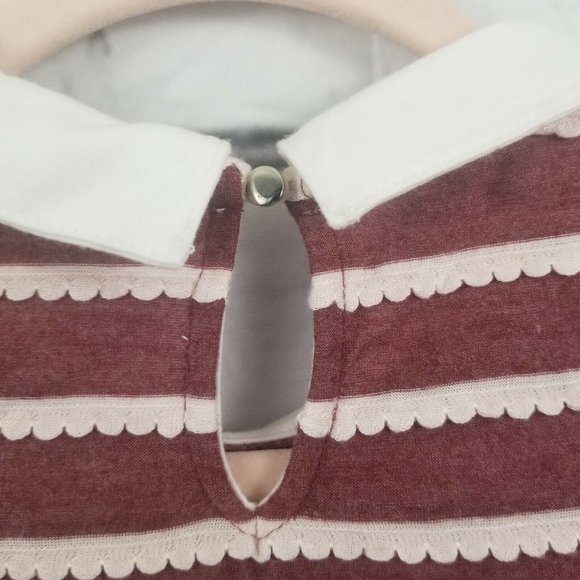 Maison Jules Maroon Short Sleeve Striped Top - Picture 4 of 7
